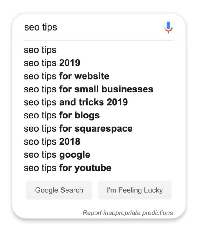 پیشنهاد های جستجو در گوگل راهنمای موضوع تولید محتوا